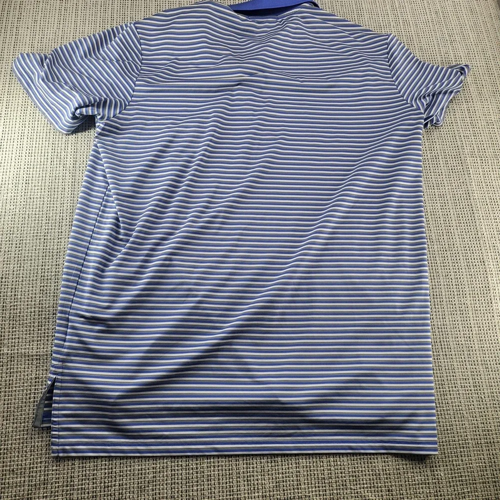 RLX Ralph Lauren Polo Shirt‎ Mens Large Blue Striped Golf Wicking Performance